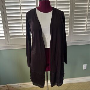 W by Worth Silk Bottom Ruffle Long Open Cardigan Women’s Medium